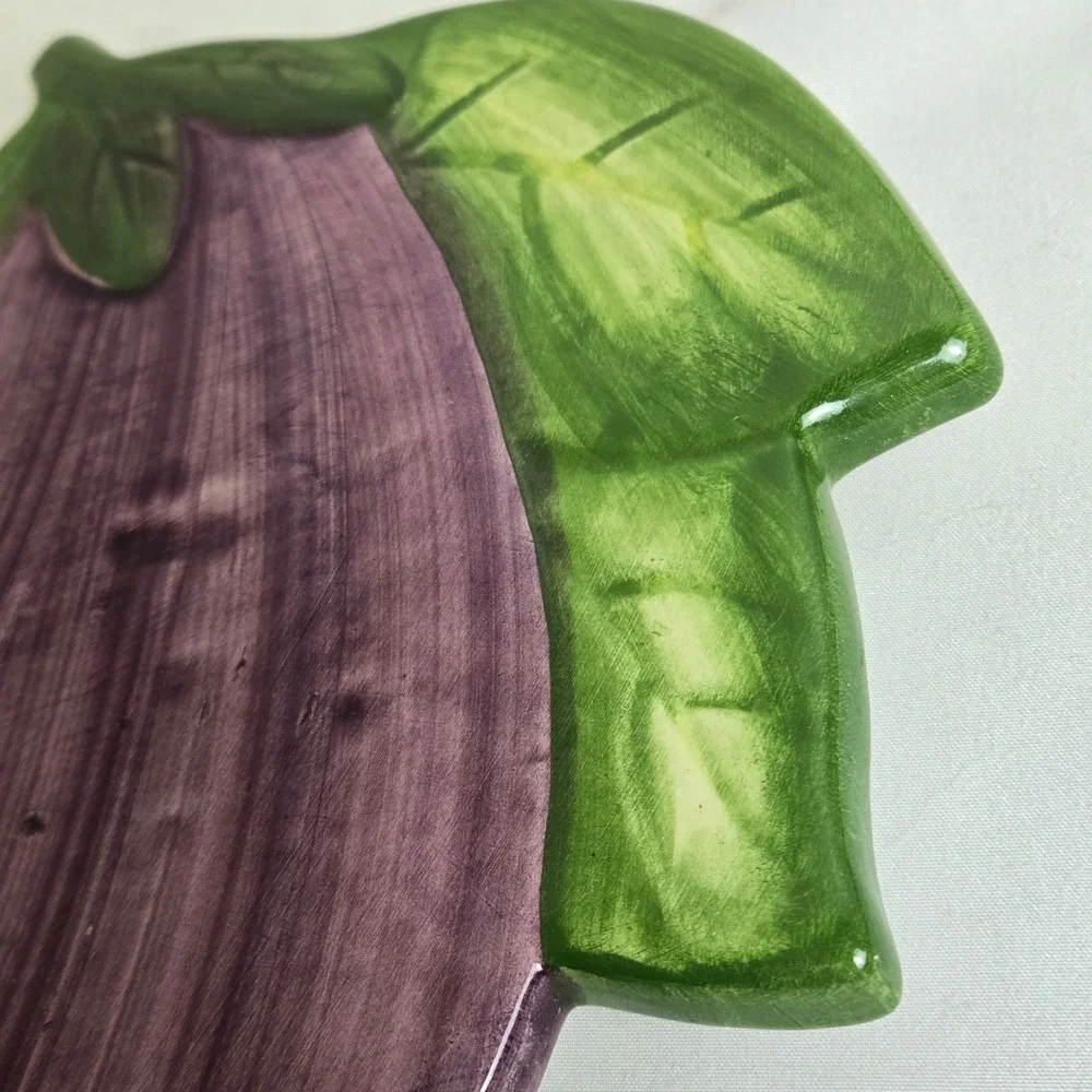 Eggplant Aubergine Ceramic Footed Trivet, 7